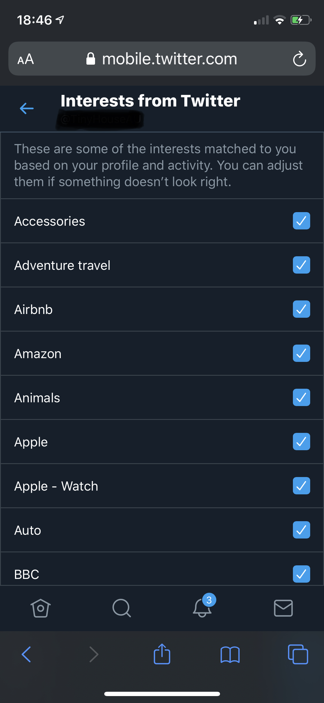 Clean Twitter "Interests"